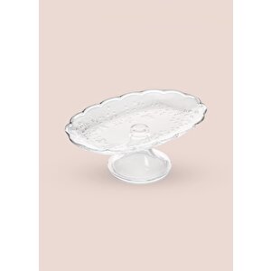 The Mia Ayaklı Cam Sunum Tabağı Oval 31x20x12 Cm Cam0498