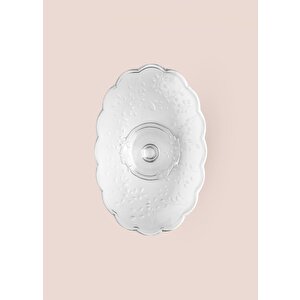 The Mia Ayaklı Cam Sunum Tabağı Oval 31x20x12 Cm Cam0498