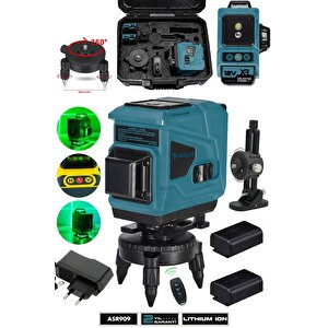 360° 12 Köşe Otomatik Hizalamalı Yeşil Çizgili Su Terazili Lazer Metre Hizalama
