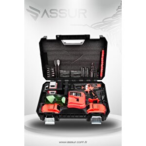 Profesyonel 12v Çift Akülü 12 Köşe 360° Lazer Hizalama & Akülü Vidalama 84 Parça Set
