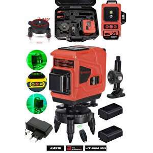 Profesyonel 360° 12 Köşe Otomatik Hizalamalı Yeşil Çizgili Su Terazili Lazer Metre Hizalama