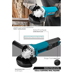 550w Avuç Taşlama Makinesi 125mm Bakır Sargılı Spiral