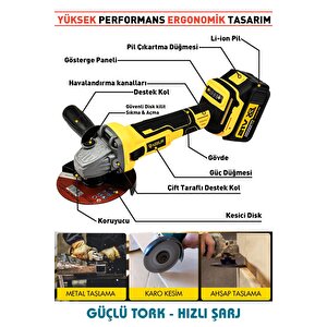 21v Çift Akülü Kömürsüz Şarjlı 125mm Avuç Taşlama