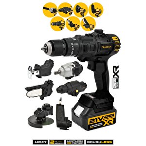 Profesyonel 7 Başlıklı Set 21v Taşlama Vidalama Somun Sıkma Hilti Tilki Kuyruğu Budama Hava Pompası
