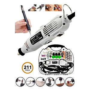6 Kademeli 600w Gravür Hobi Taşlama Seti Çantalı 211 Parça