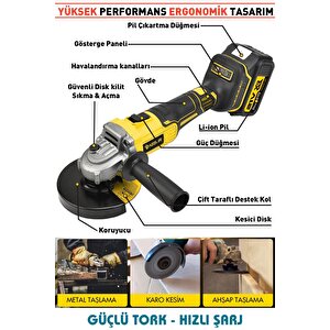 21v Çift Akülü 125mm Kömürsüz Şarjlı Taşlama