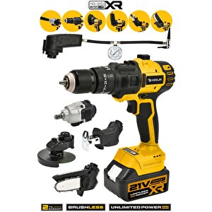 21v 6 Başlıklı Set Vidalama Tilki Kuyruğu Taşlama Somun Sökme Hava Pompası Dal Budama