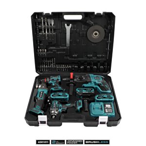 Profesyonel 21v Darbeli Kömürsüz Taşlama & Kırıcı Delici Hilti & Somun Sıkma Sökme & Akülü Vidalama 4'lü Set