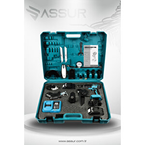 21v 6 Başlıklı Set Hava Pompası Vidalama Testere Tilki Kuyruğu Taşlama Somun Sökme 5026 Mavi