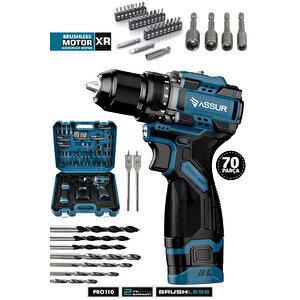 Pro 21v Çift Akü Çelik Mandren Kömürsüz Motor Darbeli Şarjlı Matkap Akülü Vidalama