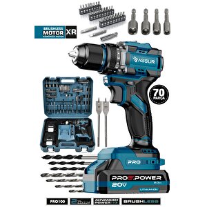 Pro 21v Çift Akülü Vidalama Çelik Mandren Kömürsüz Motor Darbeli Şarjlı Matkap