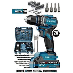 Pro 21v Çift Akülü Vidalama Çelik Mandren Kömürsüz Motor Darbeli Şarjlı Matkap