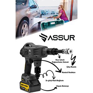21v Yüksek Basınçlı Kömürsüz Motor Akülü Oto Araba Yıkama Makinesi Şarjlı