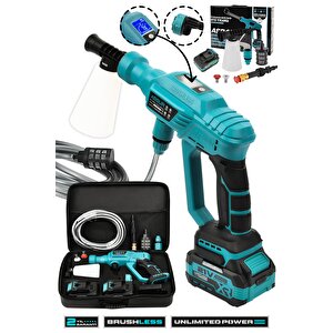 21v Kömürsüz Motor Yüksek Basınçlı Akülü Oto Araba Yıkama Makinesi Şarjlı 21 watt