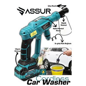 21v Kömürsüz Motor Yüksek Basınçlı Akülü Oto Araba Yıkama Makinesi Şarjlı 21 watt