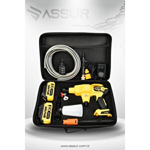 21v Kömürsüz Motor Yüksek Basınçlı Akülü Oto Araba Yıkama Makinesi Şarjlı
