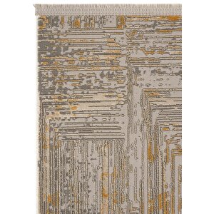 Venedik Turuncu Gri Halı Soyut Geometrik Desenli Dokuma Modern Oturma Odası Salon Halısı 120x250 cm