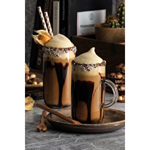 Iconic Kulplu 6 Lı Latte Sunum Bardağı - Kupa Meşrubat Su Bardağı