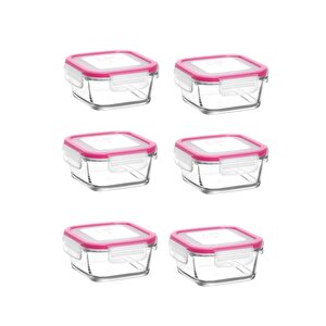 Lav Kare Saklama Kabı 6 Lı Cam Kilitli Saklama Kabı 375 Ml.fresco