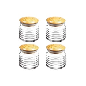 Paşabahçe 43163 4 Lü Babylon Ahşap Kapaklı Kavanoz 630cc