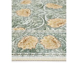 Cool Halı Daisy Mint Yeşili Yıkanabilir Çiçekli Bohem Dokuma Şönil Halı Rustik Tarz Vintage Halı