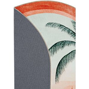 Cool Halı Daisy Turuncu Tropikal Yeşil Arch Kemer Form Modern Panoramik Doğa Desen Yıkanabilir Halı