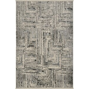 Venedik Krem Gri Halı Soyut Geometrik Desenli Dokuma Modern Oturma Odası Salon Halısı 80x400 cm