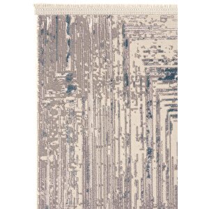 Venedik Mavi Gri Halı Soyut Geometrik Desenli Dokuma Modern Oturma Odası Salon Halısı 100x200 cm