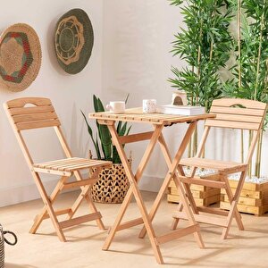 Tiny Ahşap Balkon Bahçe Mutfak Bistro Set Katlanır Masa Sandalye Takımı 2 Kişilik