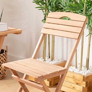 Reyo Tiny Ahşap Balkon Bahçe Mutfak Bistro Set Katlanır Masa Sandalye Takımı 2 Kişilik