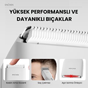 Enchen Boost Beyaz Taşınabilir Şarjlı Saç Kesim Makinesi