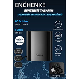 Enchen K8 Suya Dayanıklı Taşınabilir Seyahat Boy Çift Yönlü Kavisli 3d Döner Başlıklı  Şarjlı Tıraş Makinesi