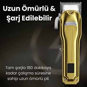 Enchen Boost 3 Gold Ayarlanabilir Başlıklı Dijital Göstergeli Şarjlı Profesyonel Saç Kesim Makinesi