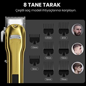 Enchen Boost 3 Gold Ayarlanabilir Başlıklı Dijital Göstergeli Şarjlı Profesyonel Saç Kesim Makinesi