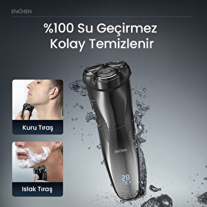 Blackstone 3 Siyah Çift Yönlü Kavisli Bıçaklı Dijital Ekranlı Suya Dayanıklı Şarjlı Tıraş Makinesi