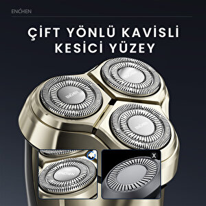 Enchen Steel 3s Gold Çift Yönlü Kavisli Bıçaklı Dijital Ekranlı Suya Dayanıklı Şarjlı Tıraş Makinesi