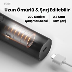 Enchen Boost 2 Siyah Taşınabilir Şarjlı Saç Kesim Makinesi