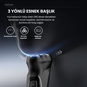 Enchen Blackstone-c Siyah Çift Yönlü Kavisli Bıçaklı Şarjlı Tıraş Makinesi