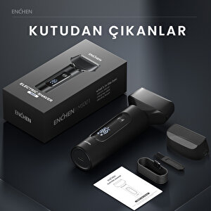Ms001 Siyah Dijital Göstergeli Suya Dayanıklı Folyo Başlıklı Ultra Yakın Kesim Şarjlı Tıraş Makinesi