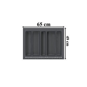 65x49 Cm. 5 Bölmeli Gri Çekmece Içi Düzenleyici Kepçelik 60x40 Cm'e Kadar Kesi̇lr -