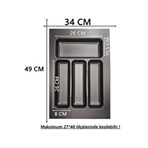 34x49 Çekmece Içi Antrasit Kaşıklık - 27x40 Cm'e Kadar Kesi̇lebi̇li̇r