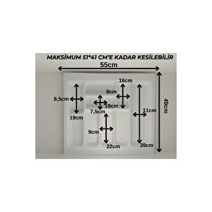 55x49 Cm. Beyaz Kaşıklık Ve Kepçelik 2'li Set 51x41 Cm'e Kadar Kesi̇lebi̇li̇r