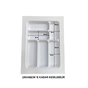 37x49 Cm 6 Gözlü Beyaz Çekmece Içi Mikro Kabartma Desenli Kaşıklık 35x40 Cm'e Kadar Kesebilirsiniz