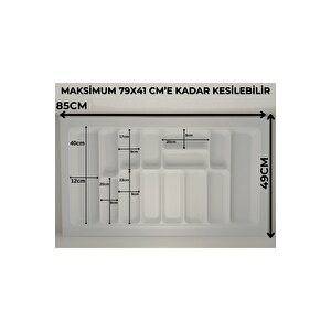 85x49 Cm. Beyaz Kaşıklık Ve Kepçelik 2'li Set 79x41 Cm'e Kadar Kesi̇lebi̇li̇r