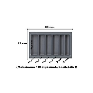 85x49 Cm. 6 Bölmeli Gri Çekmece Içi Düzenleyici Kepçelik 80x40 Cm'e Kadar Kesi̇lr -
