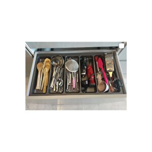 85x49 Cm. 6 Bölmeli Gri Çekmece Içi Düzenleyici Kepçelik 80x40 Cm'e Kadar Kesi̇lr -