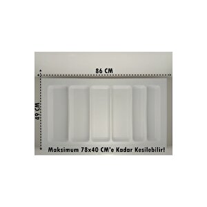 85x49 Cm. 6 Bölmeli Beyaz Çekmece Içi Düzenleyici Kepçelik 80x40 Cm'e Kadar