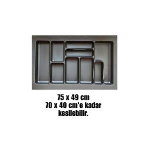 75x49 Cm 9 Bölmeli Antrasit Kaşıklık, Istediğiniz Ölçüde -, Çekmece Içi Kaşıklık