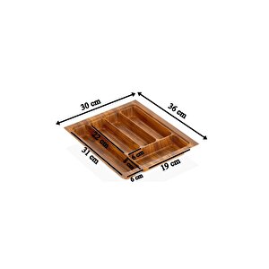 30x36 Cm. 5 Gözlü Çekmece Içi Ahşap Renk Kaşıklık - Max 26,5x32,5 Cm'e Kesi̇li̇r