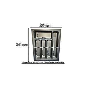 30x36 Cm. 5 Bölmeli Çekmece Içi Antrasit Kaşıklık - 26,5x32,5 Cm'e Kadar Kesi̇lebi̇li̇r